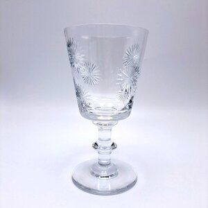 Vintage Cut Glass Goblet With Starburst Design